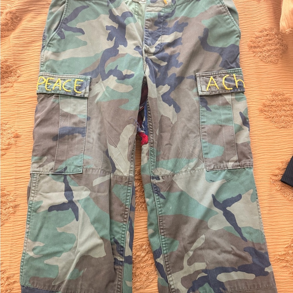 Camouflage Cargo Pants with American Flag Detail - Picture 2 of 5